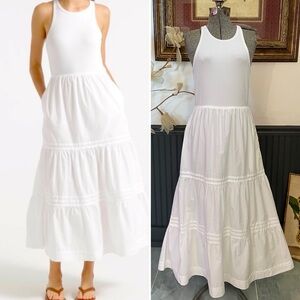 J. Crew Ribbed High-Neck Cutaway Tank Dress With Poplin Skirt - Sz Med 🧡🎀